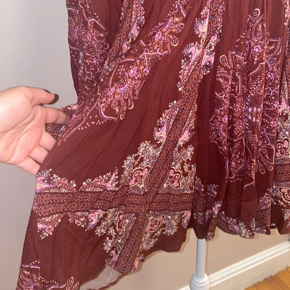 Free People Girl Talk Printed Tunic Top - Pomegranate Combo - Picture 4 of 15